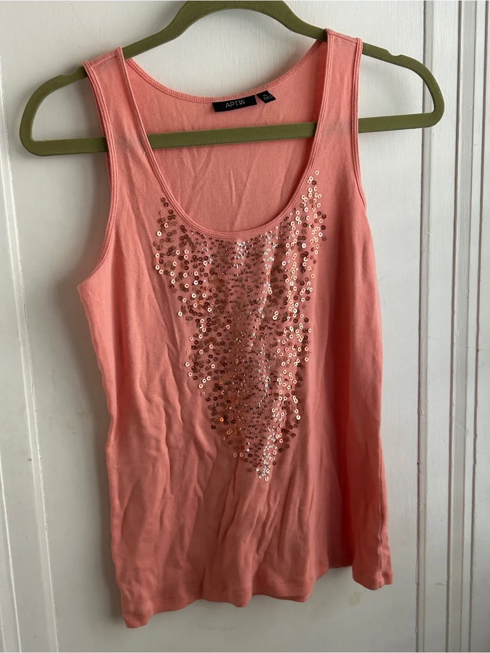 Apt. 9 Coral Sequin Scoop Tank